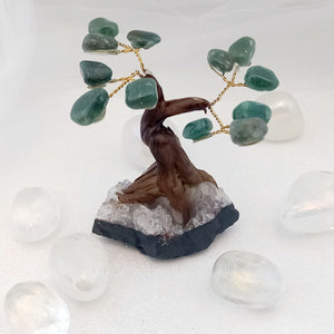 Green Aventurine Crystal Tree on Amethyst Cluster