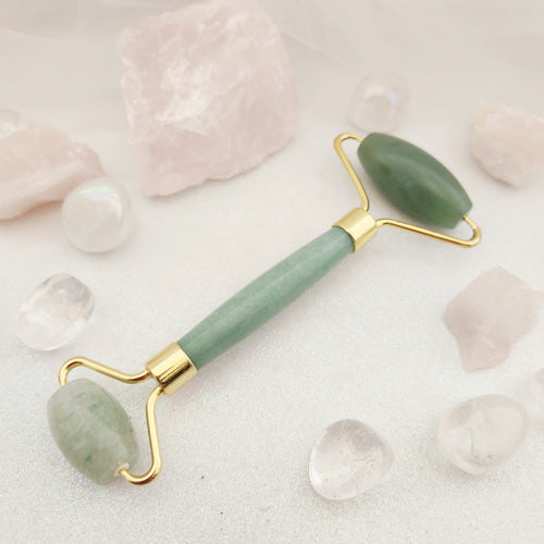 Green Aventurine Massage Roller (gold metal)