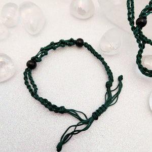 Green Braided Cord Crystal Holder Bracelet