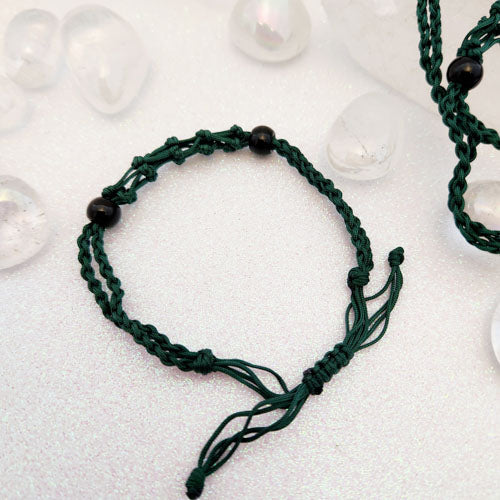 Green Braided Cord Crystal Holder Bracelet (fits one tumble. adjustable)