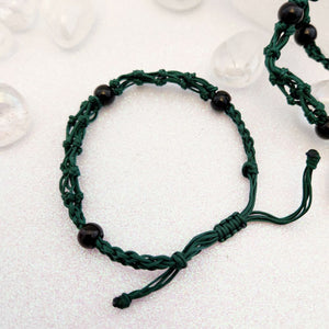 Green Braided Cord Crystal Holder Bracelet