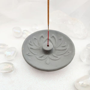 Grey Lotus Terracotta Incense Holder