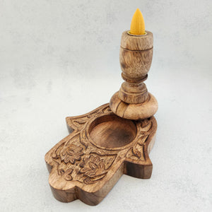 Hamsa Backflow Incense Burner | Mango Wood | Backflow Cones