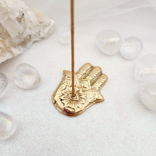 Hamsa Hand Brass Incense Holder (approx. 5.2x4.5cm)