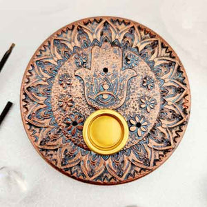 Hamsa Incense Holder | Resin | Cones & Sticks | Bronze