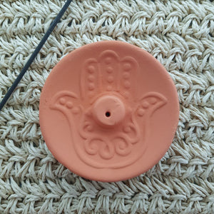 Hamsa Incense Holder | Terracotta | Sticks | Orange