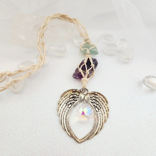 Hanging Angel Wings with Crystals and Prism