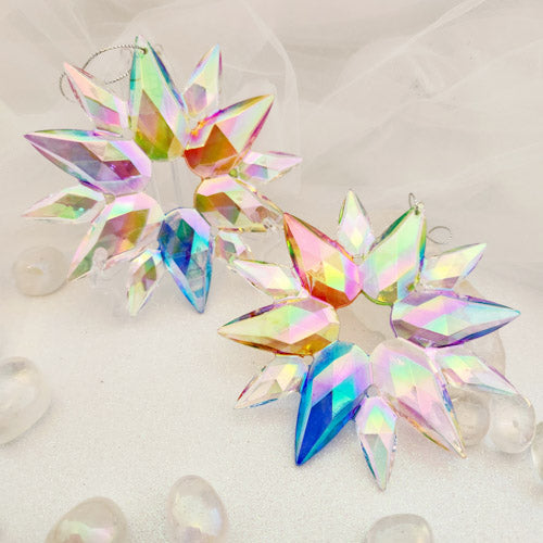 Hanging Rainbow Snowflake Prism (assorted. approx. 12cm)