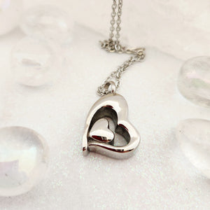 Heart within a Heart Keepsake Memorial Pendant w. Chain