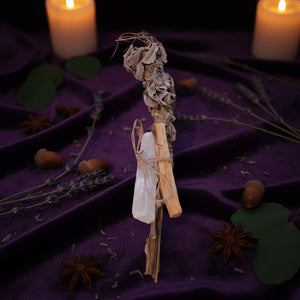 High Priestess Sage Wand | Palo Santo & Selenite | NZ White Sage