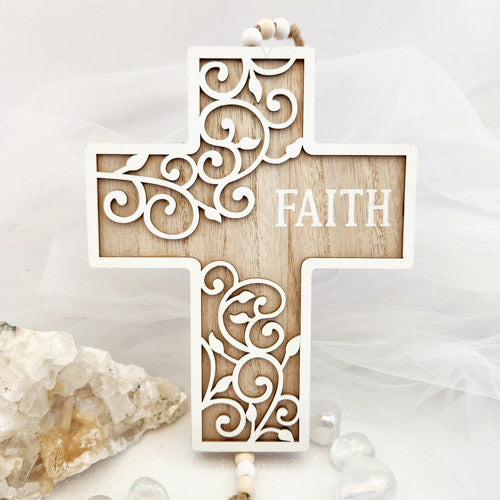 Hope or Faith Wooden Cross Hanging (assorted)