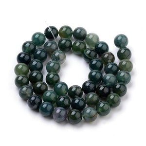Moss Agate Crystal Bead Strand | Growth & New Beginnings | 8mm | Assorted