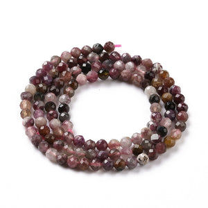 Pink-Red Tourmaline Crystal Faceted Bead Strand | Love & Emotional Healing | 3.5mm Assorted