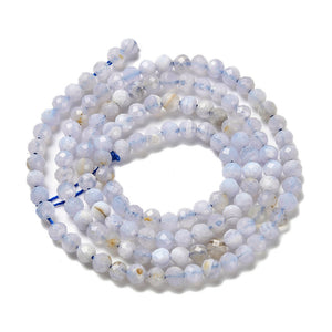 Blue Lace Agate Crystal Faceted Bead Strand Calm & Communication 