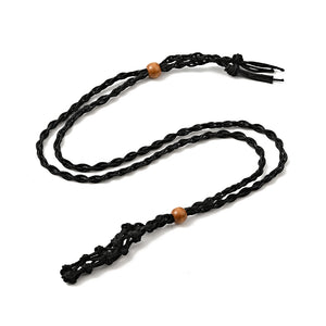 Black Braided Crystal Holder Necklace | Adjustable Cord