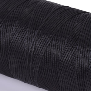 Black Flat Waxed Polyester Cord | Micro Macrame & Beadwork | Per Metre