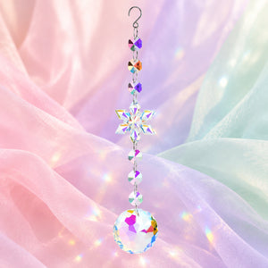 Iridescent Snowflake Prism Suncatcher | Crystal Flower | Window Hanging