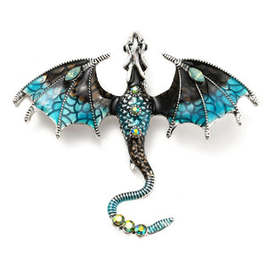 Blue Dragon Enamel & Rhinestone Brooch (alloy)
