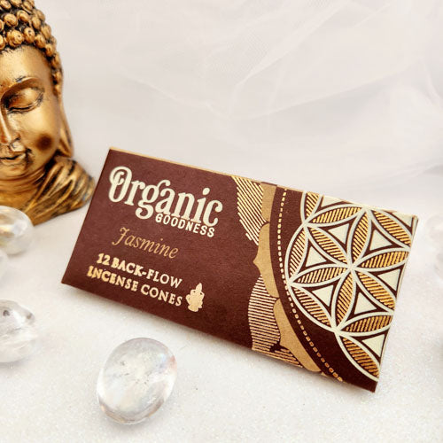 Jasmine Backflow Organic Goodness Incense Cones (Song of India. pack of 12)