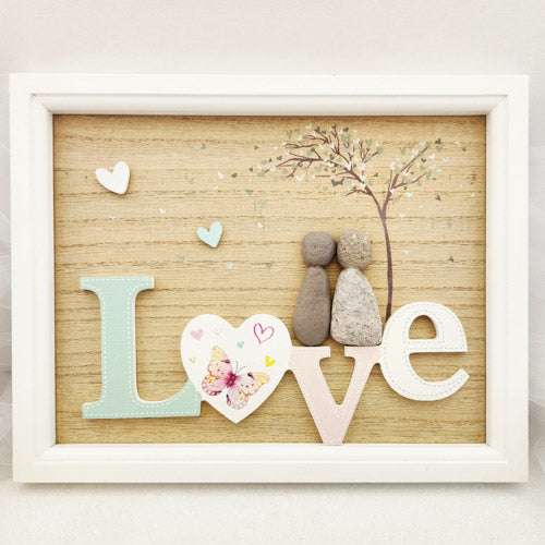 LOVE Stone Couple in Frame (approx. 20x25cm)