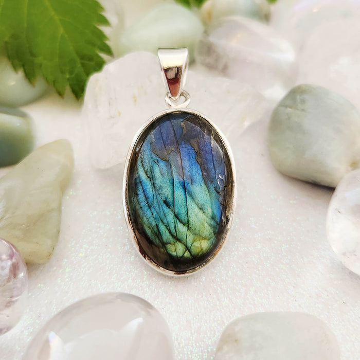 Labradorite Oval Pendant (sterling silver)