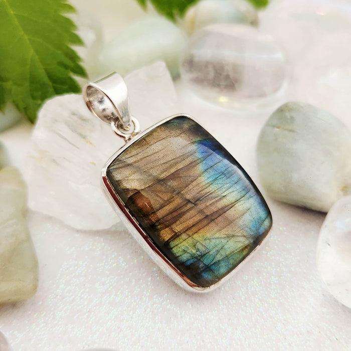 Labradorite Rectangular Pendant (sterling silver)