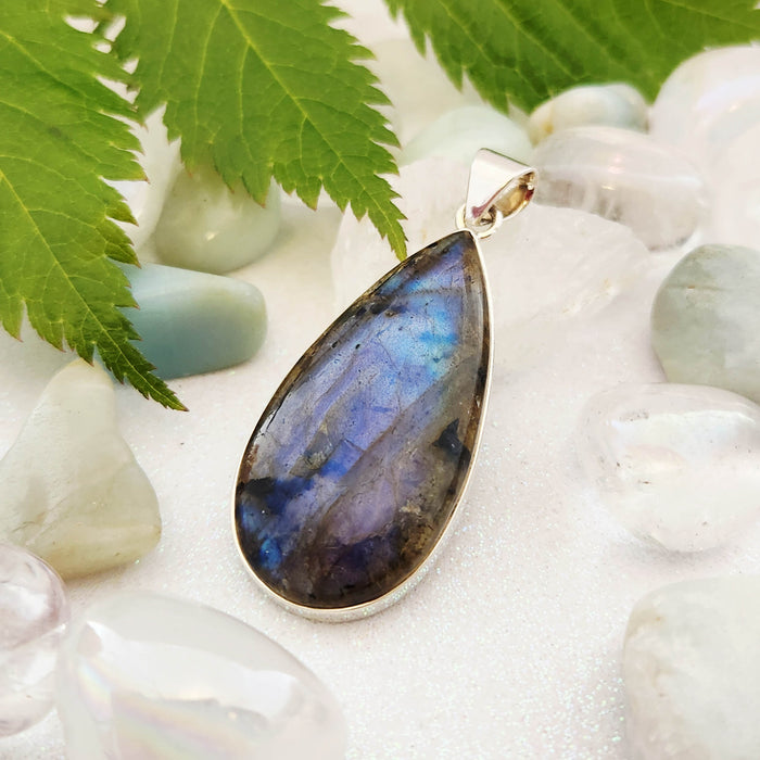 Labradorite Tear Drop Pendant (sterling silver)