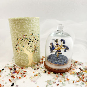Lapis Lazuli Crystal Wish Tree in Glass Dome with Beautiful Box