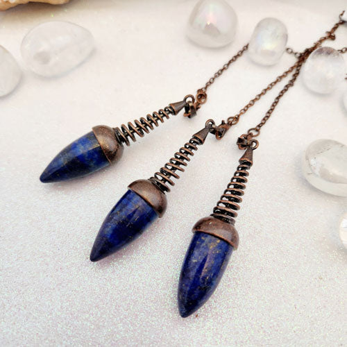Lapis Lazuli Pendulum/Pendant with Copper Plated Brass Findings & Chain (assorted)