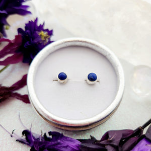 Lapis Lazuli Round Stud Earrings