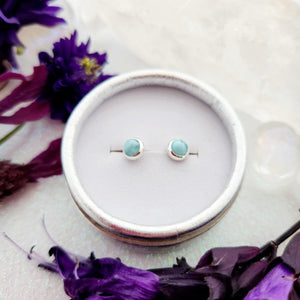 Larimar Round Stud Earrings