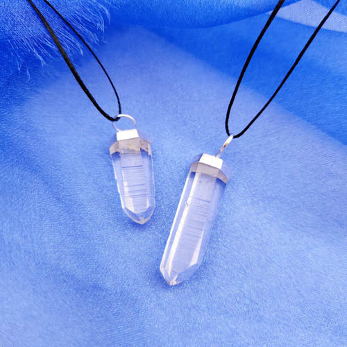 Lemurian Quartz Natural Point Pendant (assorted. sterling silver)