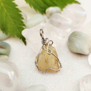 Libyan Desert Glass aka Libyan Gold Tektite Wrapped Pendant