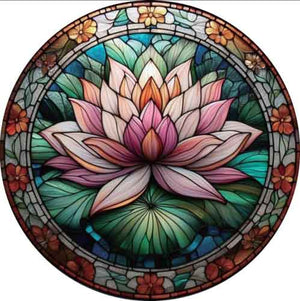 Lotus Flower Stained Glass Hanging