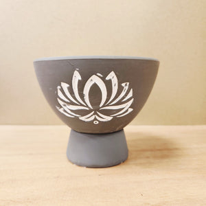 Lotus Grey Terracotta Smudge Bowl (approx 13x13x10cm)