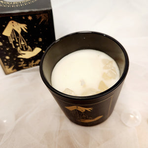 Love Spell Rose & Peony Manifestation Candle | Rose Quartz Crystal Chips | 100g
