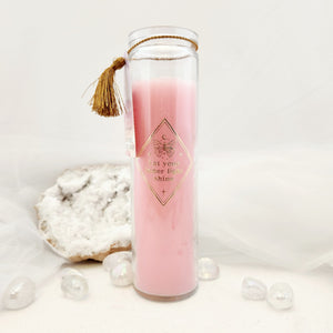 Mystic Rose Scented Tube Candle w. Rose Quartz Chips