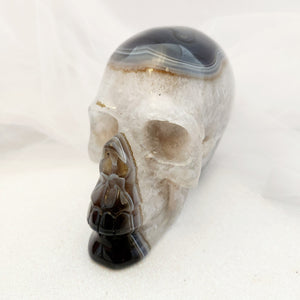 Natural Agate Geode Skull