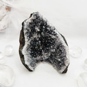 Natural Brazilian Amethyst Cluster with Cut Base | Calming & Healing Crystal | 253g