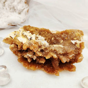 Raw Congo citrine cluster with jagged golden-brown crystal formations