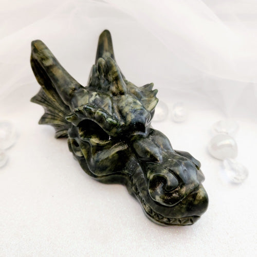 Nephrite Jade Dragon Head (approx. 7x14x7cm)