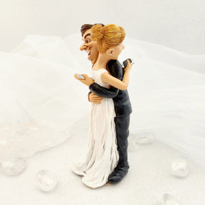 Newlyweds on Cell Phones | Figurine | Novelty Gift