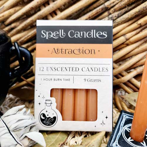 Orange Attraction Spell Candles (box of 12.approx.1 hr burn time)