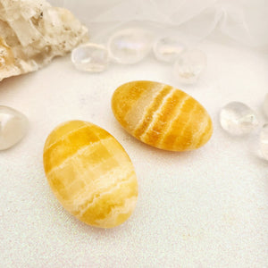 Orange Banded Calcite Palm Stone