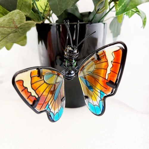 Orange & Blue Butterfly Pot Plant Hanger