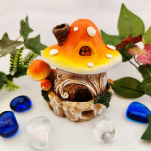 Orange Mushroom Cottage Incense Cone Holder 