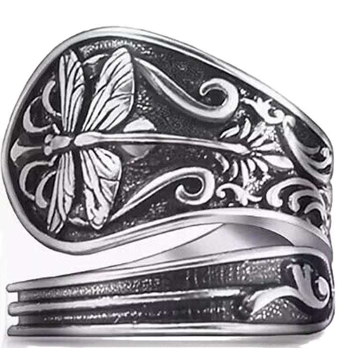 Dragonfly Cuff Ring (silver finish over brass)