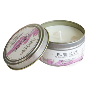 Pure Love Rose Candle With Rose Quartz (approx 10 hrs burn time)