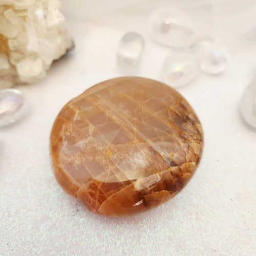 Peach Moonstone Palm Stone (approx. 6.5x6cm)