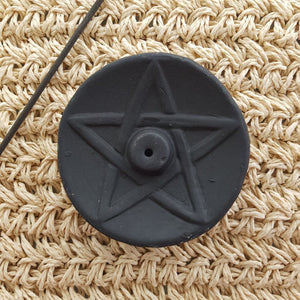 Pentagram Incense Holder | Terracotta | Cones & Sticks | Black 1